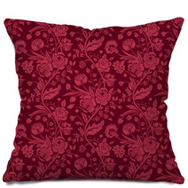 Claret Seamless Pattern With A Vintage Flower Bouquets Pillows 55897982