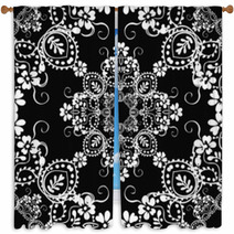 Classic Decorative Seamless Vector Black-and-white Texture Window Curtains 52603183