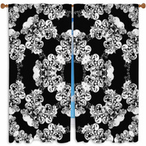 Classic Decorative Seamless Vector Black-and-white Texture Window Curtains 52603192