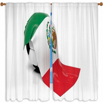 Classic Soccer Ball With Flag Of Mexico On It. Window Curtains 63013776