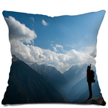 Climbing Young Adult At The Top Of Summit Pillows 44536052