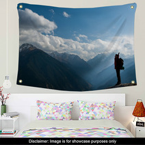 Climbing Young Adult At The Top Of Summit Wall Art 44536052