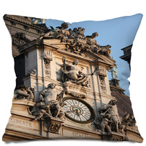 Clock At The Town Hall Of Paris Hotel De Ville Pillows 51226646