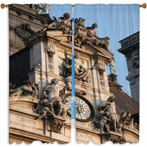 Clock At The Town Hall Of Paris Hotel De Ville Window Curtains 51226646