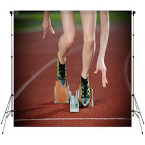 Close-up Image Of A Female Runner Leaving The Starting Blocks Backdrops 46138963