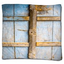 Close Up Of Fungi On Wooden Door Texture Of Brown Vintage Door Blankets 212246974
