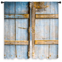 Close Up Of Fungi On Wooden Door Texture Of Brown Vintage Door Window Curtains 212246974