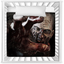 Close Up Portrait Of A Horrible Scary Zombie Attacking Reaching For Its Unsuspecting Victim Horror Halloween 3d Rendering Nursery Decor 117867640