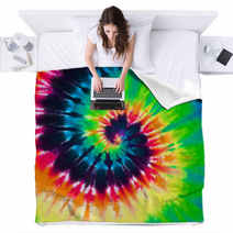 Close Up Shot Of Colorful Tie Dye Fabric Texture Background Blankets 67609859