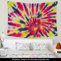 Close Up Shot Of Tie Dye Fabric Texture Background Wall Art 52523402