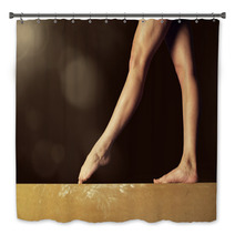 Close View Of A Gymnast Legs On A Balance Beam Bath Decor 86306043