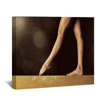 Close View Of A Gymnast Legs On A Balance Beam Wall Art 86306043
