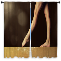 Close View Of A Gymnast Legs On A Balance Beam Window Curtains 86306043