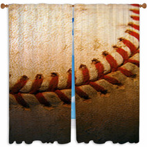 Closeup Of An Old, Used Baseball Window Curtains 49893799