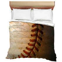 Closeup Of An Old, Weathered Baseball Bedding 49893803