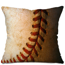 Closeup Of An Old, Weathered Baseball Pillows 49893803