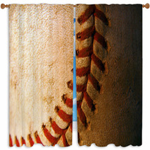 Closeup Of An Old, Weathered Baseball Window Curtains 49893803