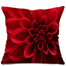Closeup On Red Dahlia Flower Pillows 51400953
