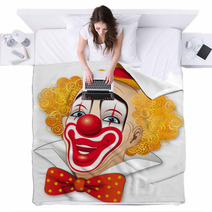 Clown Con I Capelli Rossi Su Fondo Bianco Blankets 30408467