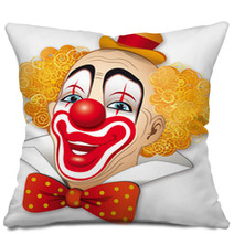 Clown Con I Capelli Rossi Su Fondo Bianco Pillows 30408467