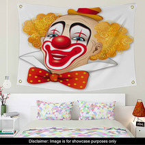 Clown Con I Capelli Rossi Su Fondo Bianco Wall Art 30408467