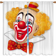 Clown Con I Capelli Rossi Su Fondo Bianco Window Curtains 30408467