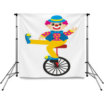 Clown Goes By Bicycle Backdrops 54780019