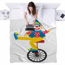 Clown Goes By Bicycle Blankets 54780019