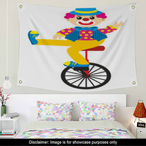 Clown Goes By Bicycle Wall Art 54780019