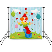 Clown Juggles Balls - Vector Illustration Backdrops 54023253