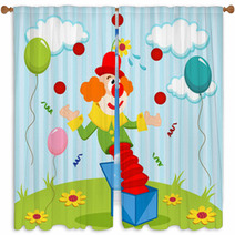 Clown Juggles Balls - Vector Illustration Window Curtains 54023253