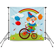 Clown On Bike - Vector Illustration Backdrops 58086698