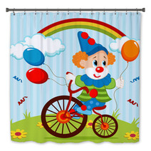 Clown On Bike - Vector Illustration Bath Decor 58086698