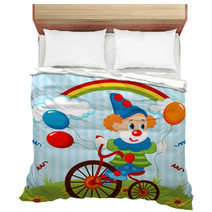 Clown On Bike - Vector Illustration Bedding 58086698