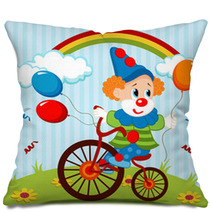 Clown On Bike - Vector Illustration Pillows 58086698