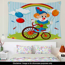 Clown On Bike - Vector Illustration Wall Art 58086698