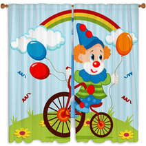 Clown On Bike - Vector Illustration Window Curtains 58086698