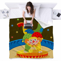 Clown On Stage - Vector Illustration Blankets 58790843