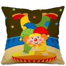Clown On Stage - Vector Illustration Pillows 58790843