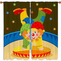 Clown On Stage - Vector Illustration Window Curtains 58790843