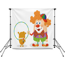 Clown With Trained Dog Backdrops 64780573