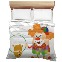 Clown With Trained Dog Bedding 64780573