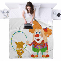 Clown With Trained Dog Blankets 64780573