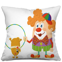 Clown With Trained Dog Pillows 64780573