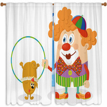 Clown With Trained Dog Window Curtains 64780573