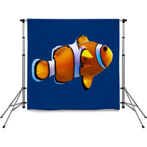 Clownfish. Vector Illustration. Isolated On Blue Backdrops 64306307