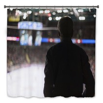 Coach Of The Team Is Looking At Hockey Training Bath Decor 76259140