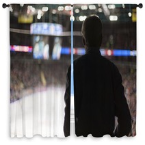 Coach Of The Team Is Looking At Hockey Training Window Curtains 76259140