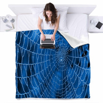 Cobweb With Dew Drops Blankets 47344099