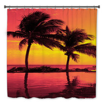 Coconut Tree Silhouette On The Beach Bath Decor 67600332